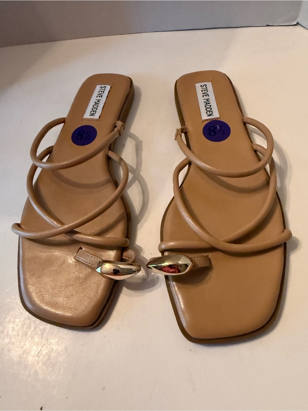 Steve Madden Anine Tan Multi-Strap Sandals with Gold Toe Accent Women’s 8.5